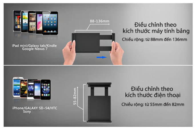 GIÁ ĐỠ MÁY TÍNH BẢNG KIÊM GIÁ ĐỠ ĐIỆN THOẠI TRÊN GIƯỜNG