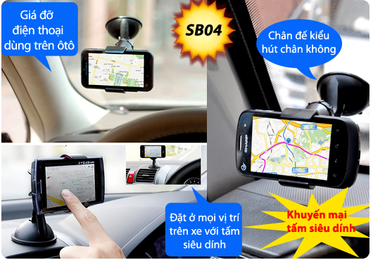 GI&Aacute; ĐỠ SMARTPHONE D&Ugrave;NG TR&Ecirc;N XE &Ocirc;T&Ocirc; - MODEL: SB04