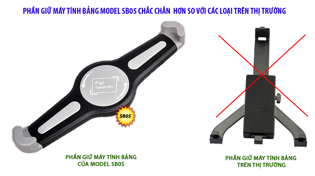 GIÁ ĐỠ MÁY TÍNH BẢNG TRÊN ÔTÔ- Model: SB05