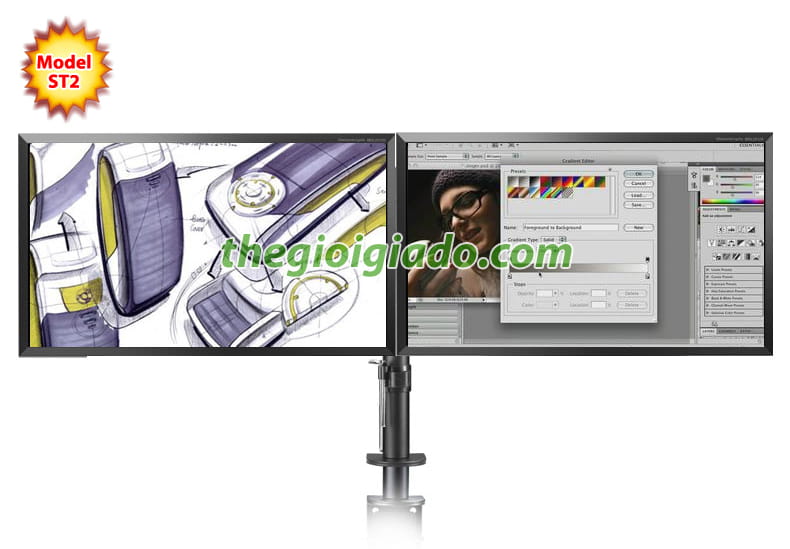 Giá đỡ 2 màn hình LCD trên bàn làm việc,giá đỡ màn hình lcd kiểu kẹp Giá đỡ 2 màn hình LCD trên bàn làm việc,giá đỡ màn hình lcd kiểu kẹp