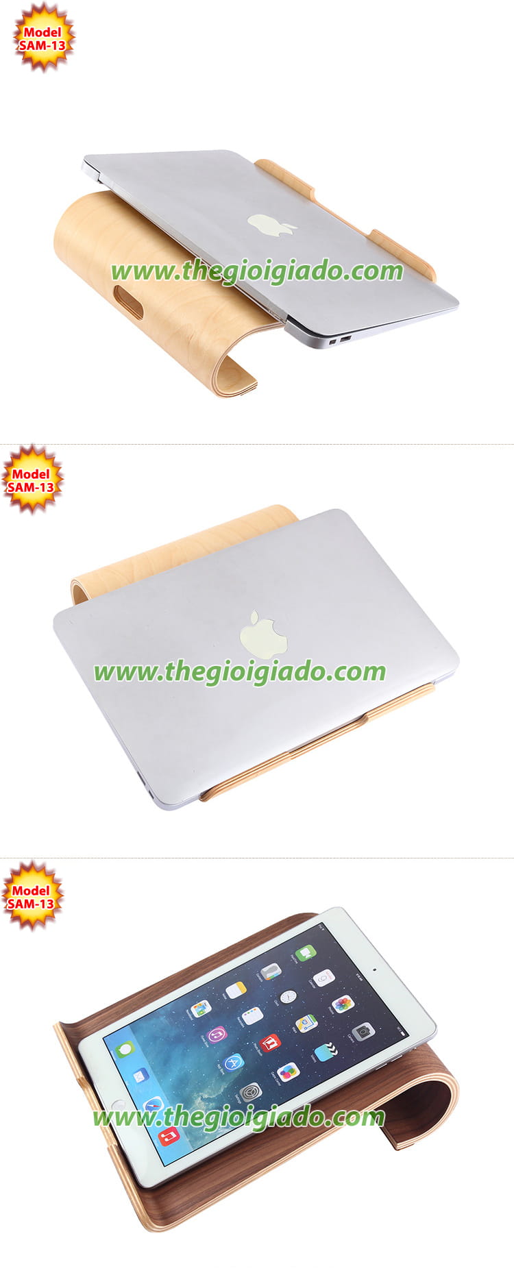 Giá đỡ MacBook để bàn chất liệu gỗ SAM-13 Giá đỡ MacBook để bàn chất liệu gỗ SAM-13