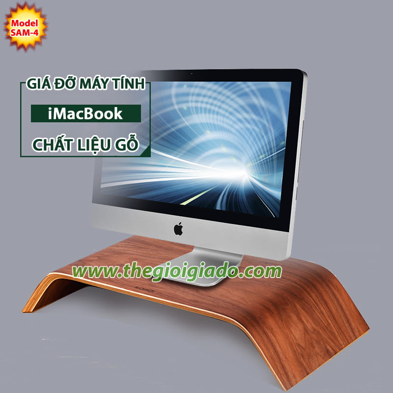 Gi&aacute; đỡ iMac để b&agrave;n chất liệu gỗ SAM-4