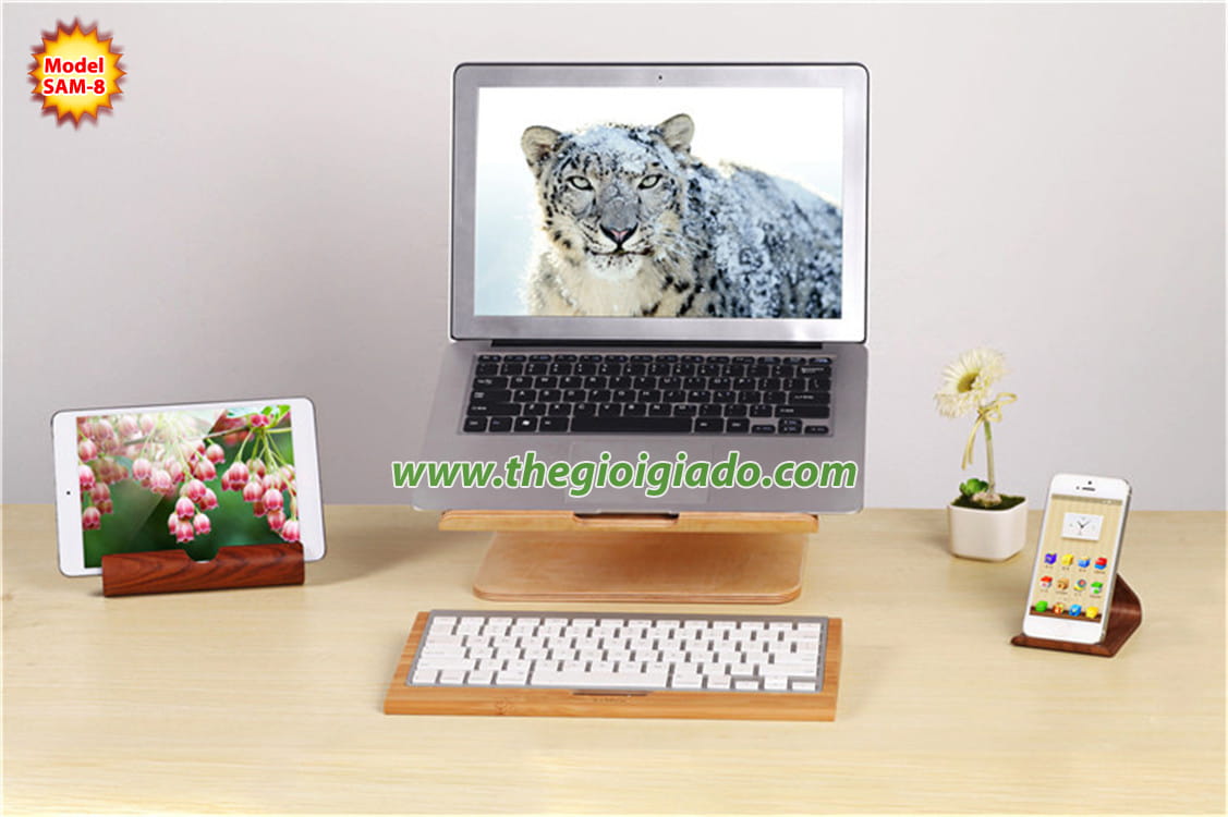 Gi&aacute; đỡ MacBook để b&agrave;n chất liệu gỗ SAM-8