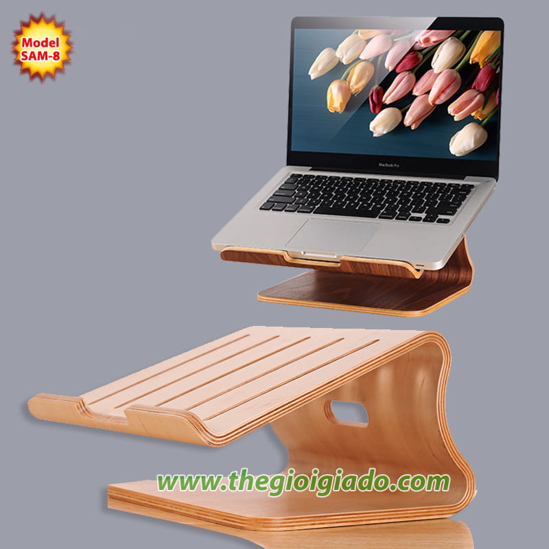 Gi&aacute; đỡ MacBook để b&agrave;n chất liệu gỗ SAM-8