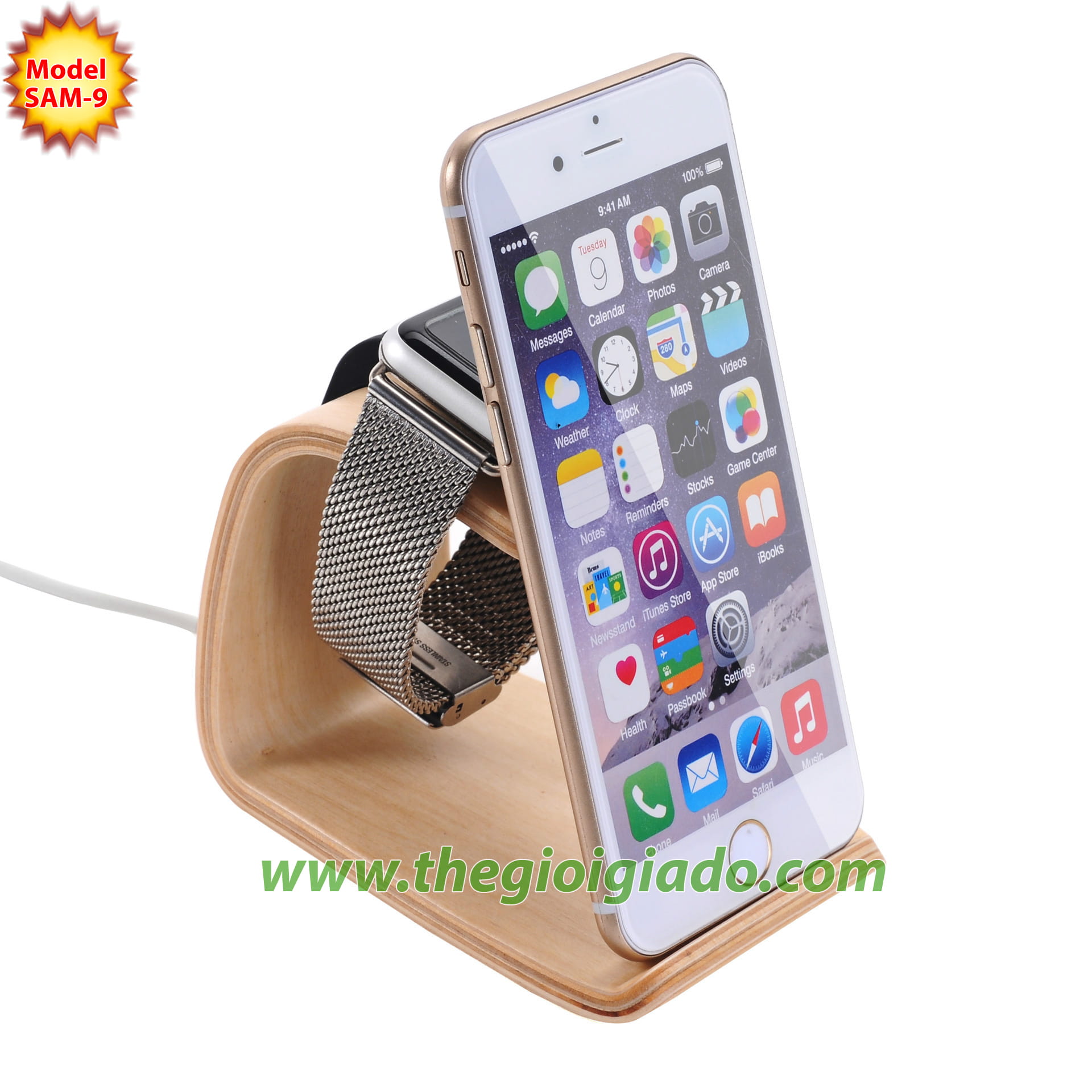 Giá đỡ Apple Watch để bàn,chất liệu gỗ SAM-9 Giá đỡ Apple Watch để bàn,chất liệu gỗ SAM-9