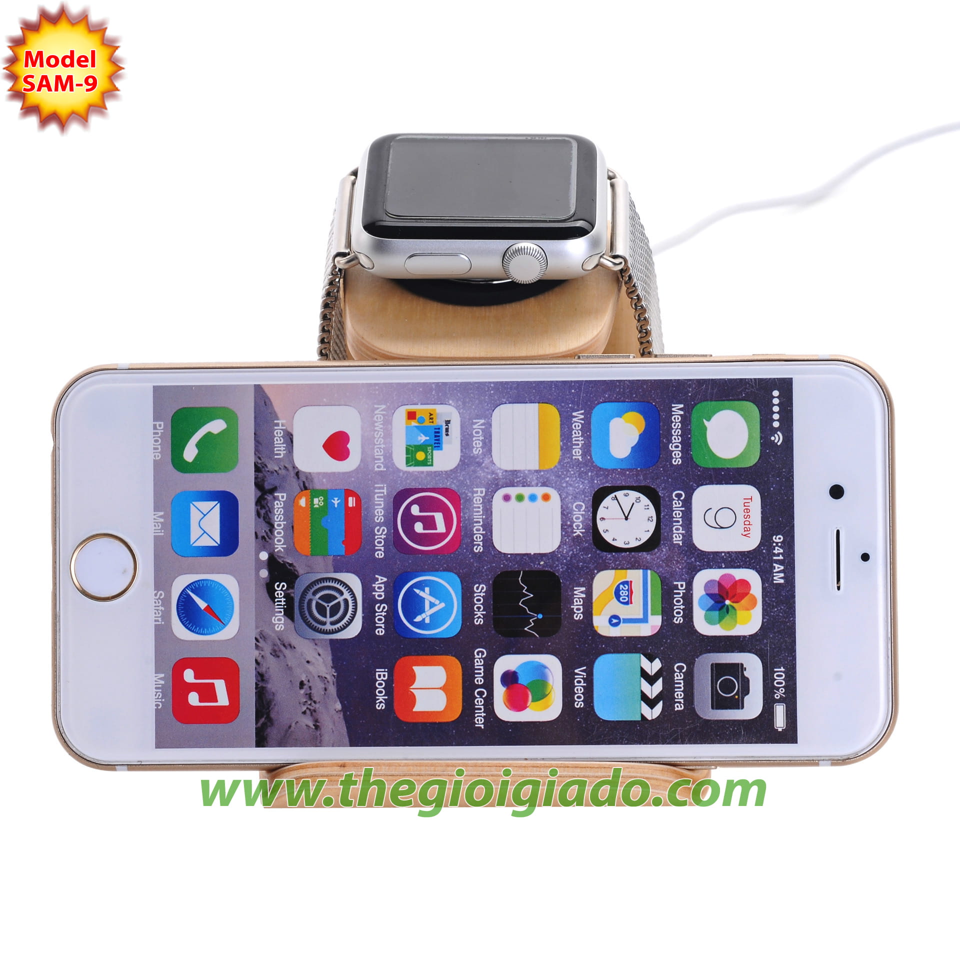 Giá đỡ Apple Watch để bàn,chất liệu gỗ SAM-9 Giá đỡ Apple Watch để bàn,chất liệu gỗ SAM-9