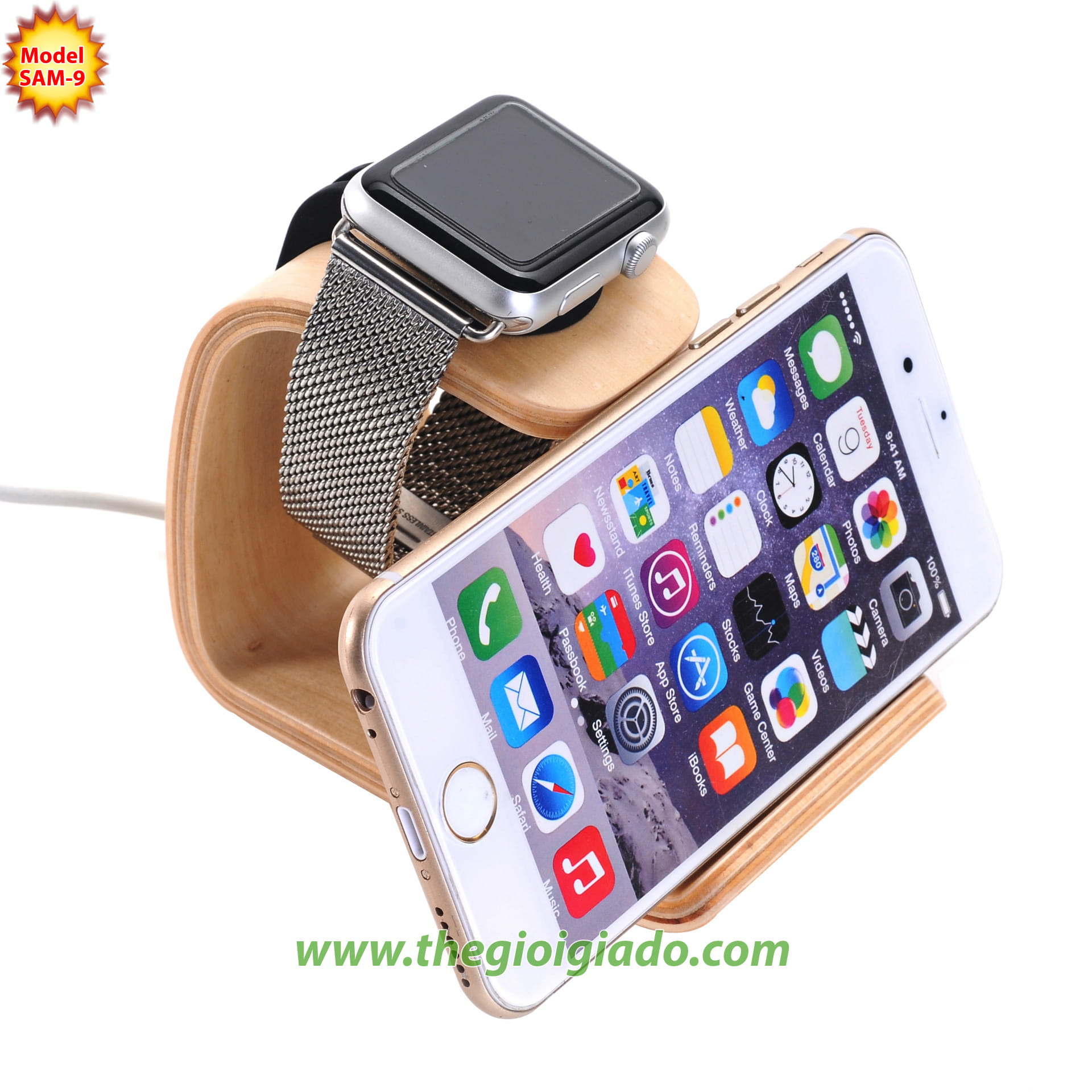 Giá đỡ Apple Watch để bàn,chất liệu gỗ SAM-9 Giá đỡ Apple Watch để bàn,chất liệu gỗ SAM-9