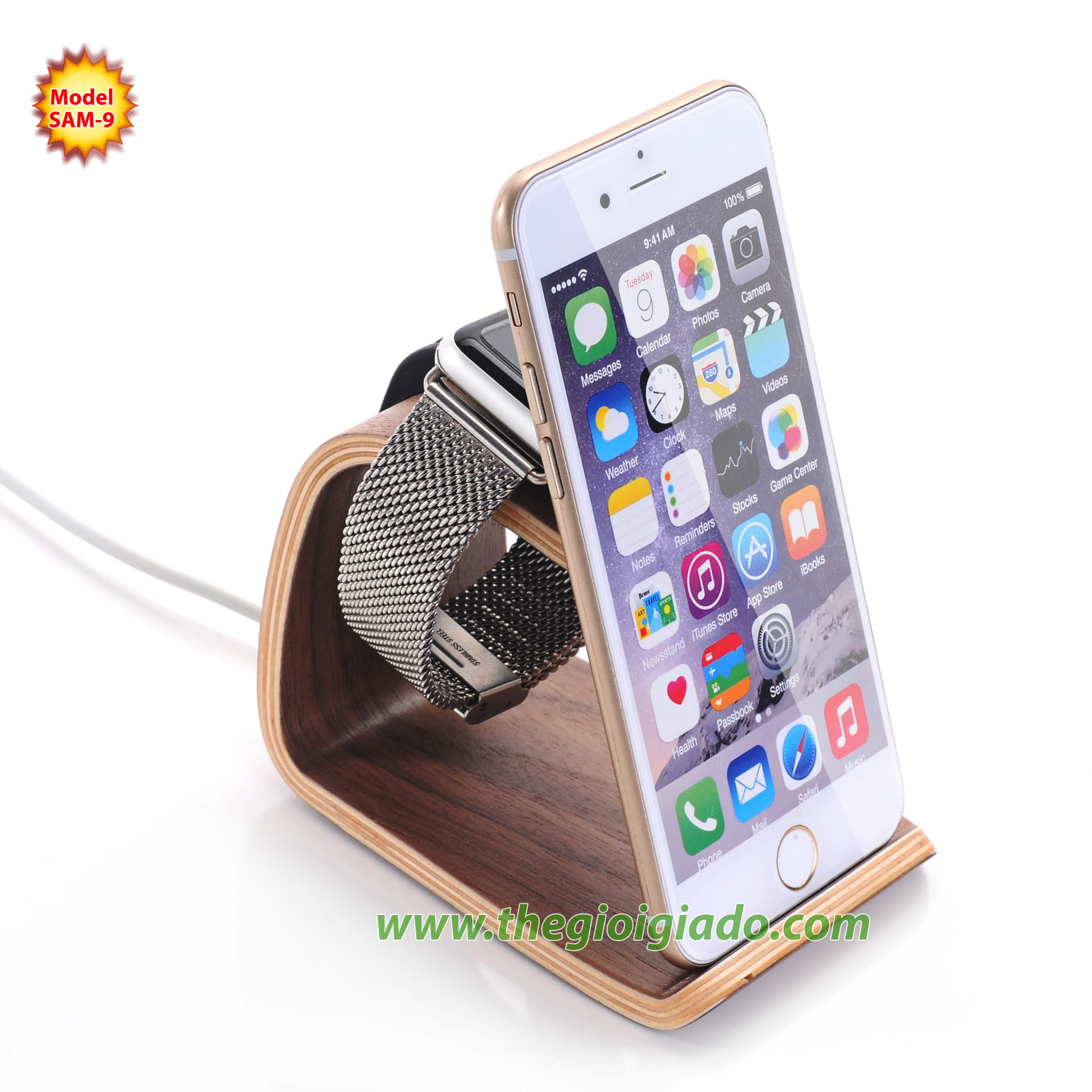 Giá đỡ Apple Watch để bàn,chất liệu gỗ SAM-9 Giá đỡ Apple Watch để bàn,chất liệu gỗ SAM-9