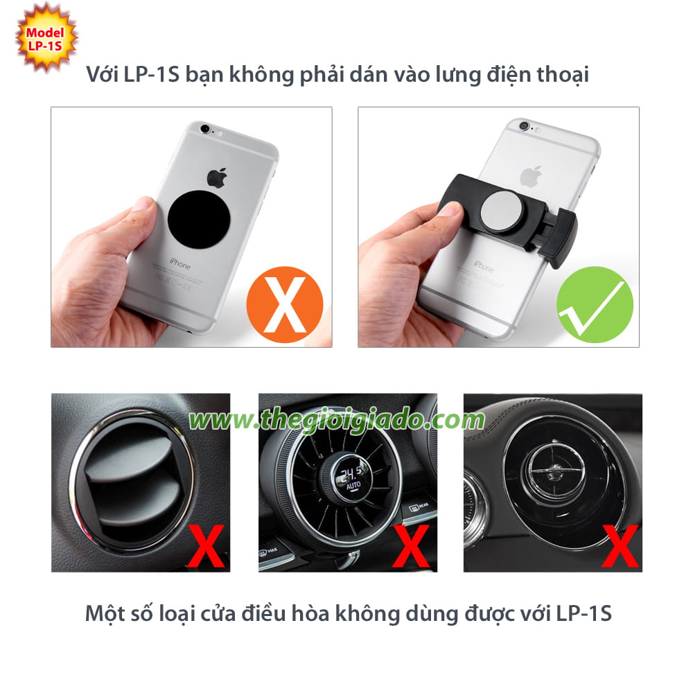 Giá treo điện thoại trên xe hơi kẹp cửa điều hòa model LP-1S